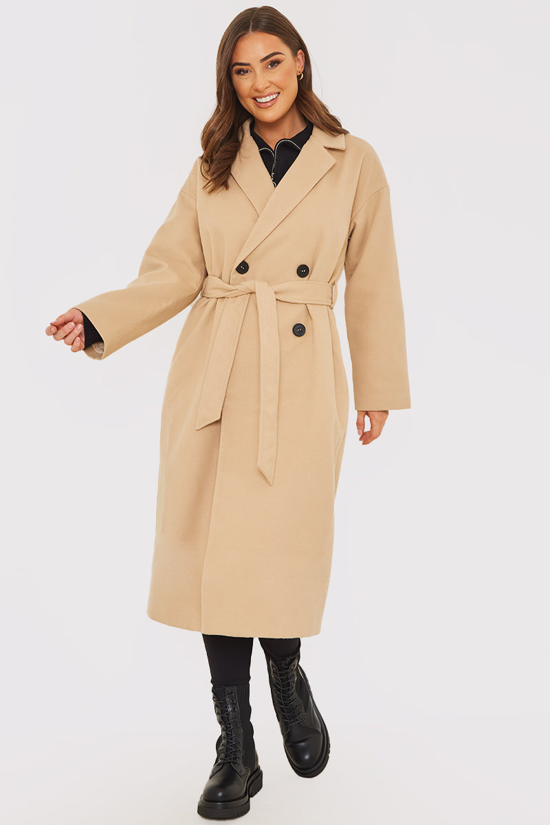 Tan Belted Wool Coats Mango Belted Womens Tan Wool Trench Coat
