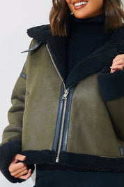 Contrast Borg Aviator Jacket