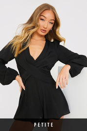 Twist Front Balloon Sleeve Playsuit