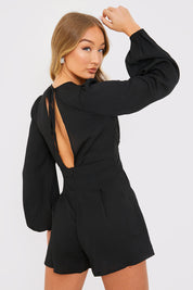 Twist Front Balloon Sleeve Playsuit