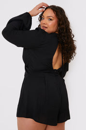 Twist Front Balloon Sleeve Playsuit