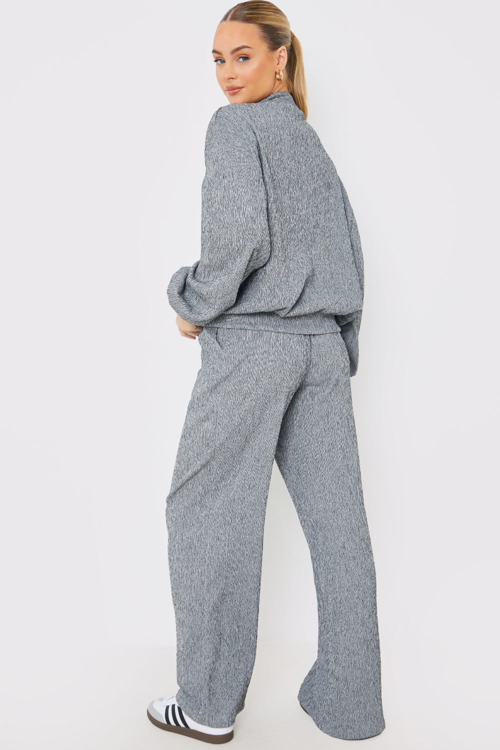 Textured Wide Leg Trousers