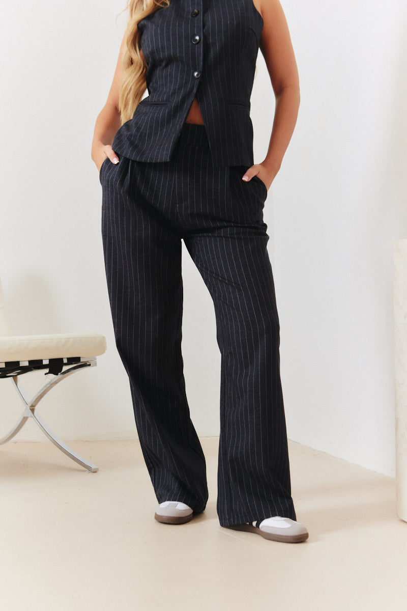 Pinstripe Wide Leg Trouser