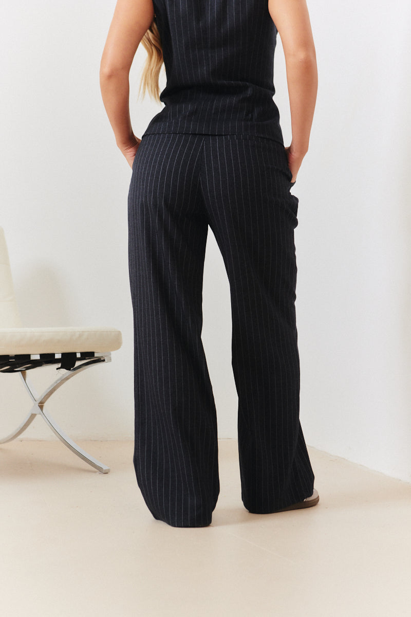 Pinstripe Wide Leg Trouser