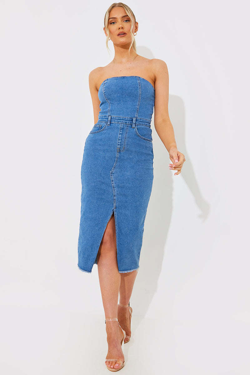 ICON VINTAGE DENIM MIDI DRESS
