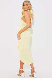 Textured Halter Neck Midi Dress
