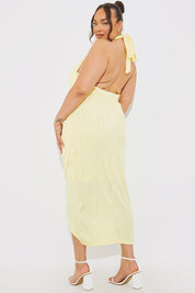 Textured Halter Neck Midi Dress