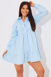 Broderie Tiered Shirt Dress