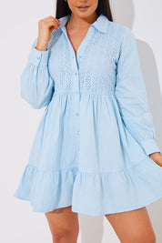 Broderie Tiered Shirt Dress