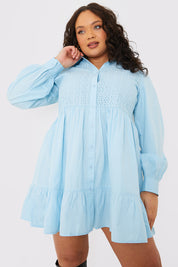 Broderie Tiered Shirt Dress