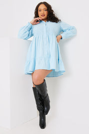 Broderie Tiered Shirt Dress