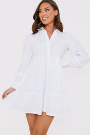 Broderie Tiered Shirt Dress