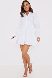 Broderie Tiered Shirt Dress