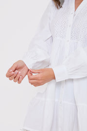 Broderie Tiered Shirt Dress