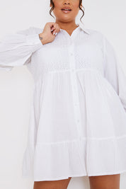 Broderie Tiered Shirt Dress
