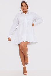 Broderie Tiered Shirt Dress