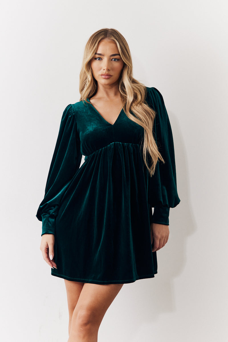 Velvet Smock Mini Dress  InTheStyle