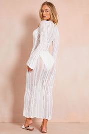 Crochet Flare Sleeve Midaxi Dress