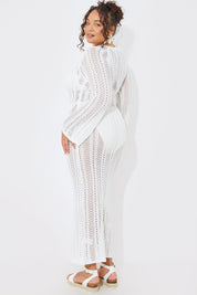 Crochet Flare Sleeve Midaxi Dress