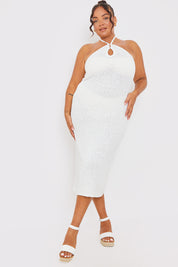 Interest Yarn Halter Neck Midaxi Dress