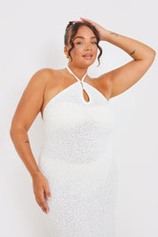Interest Yarn Halter Neck Midaxi Dress