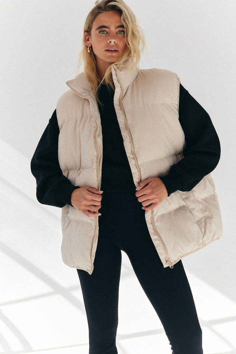 Cream Oversized Puffer Gilet