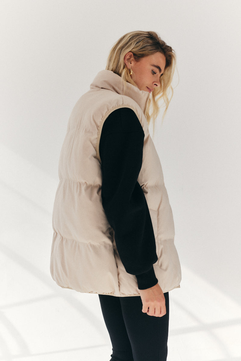Cream Oversized Puffer Gilet
