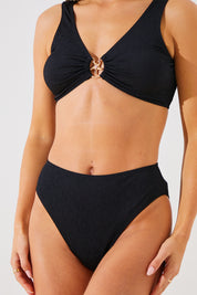 Crinkle High Waist High Leg Bikini Bottoms