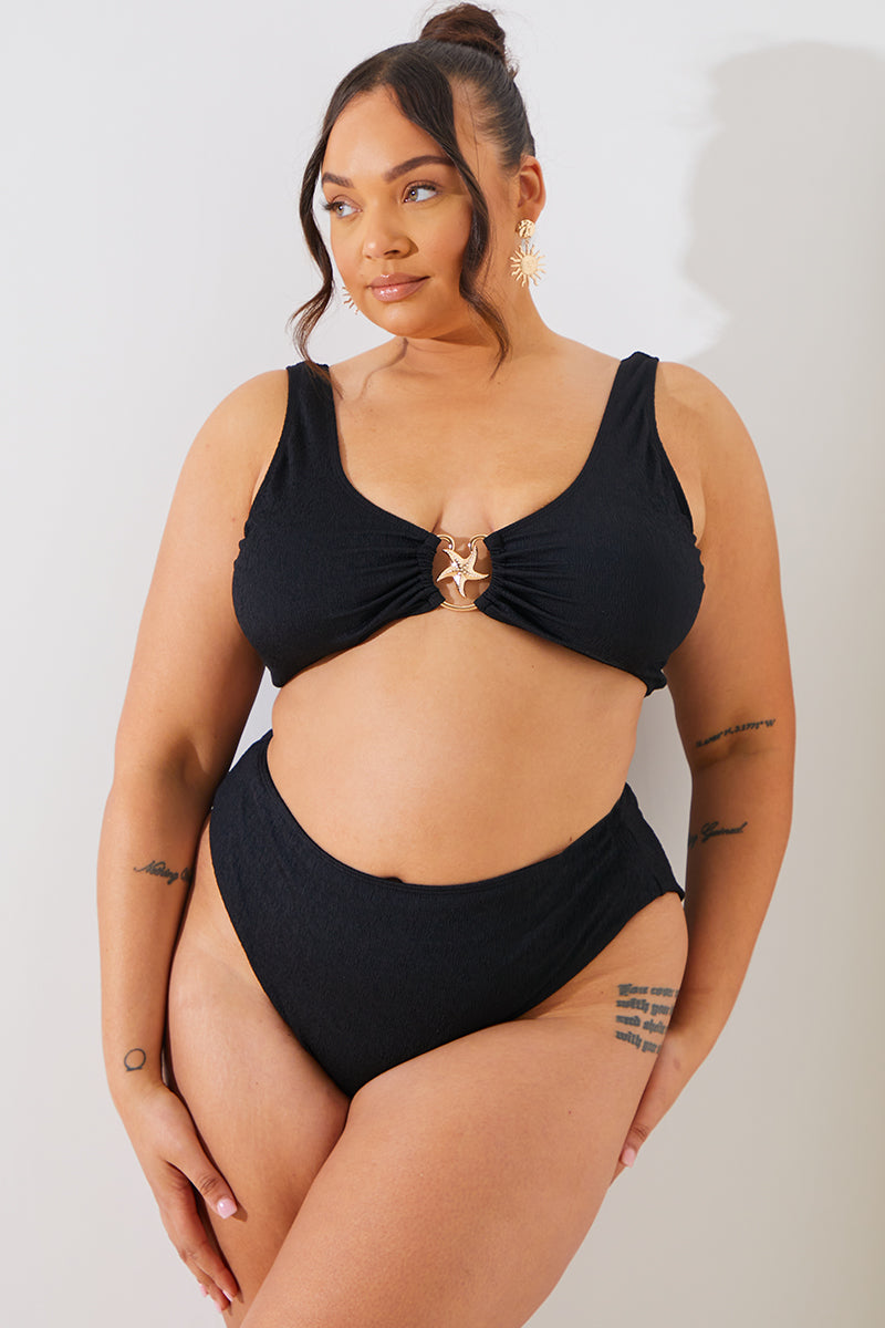 Crinkle High Waist High Leg Bikini Bottoms