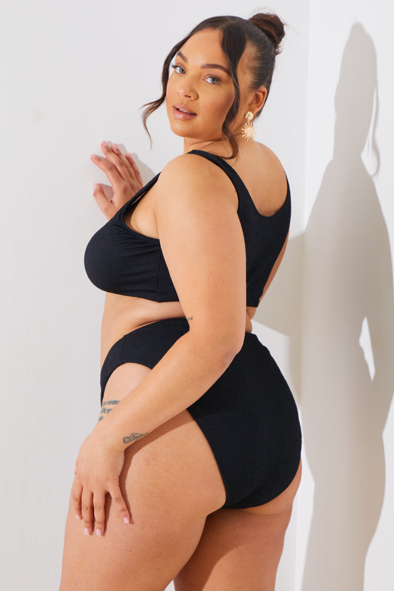 Crinkle High Waist High Leg Bikini Bottoms
