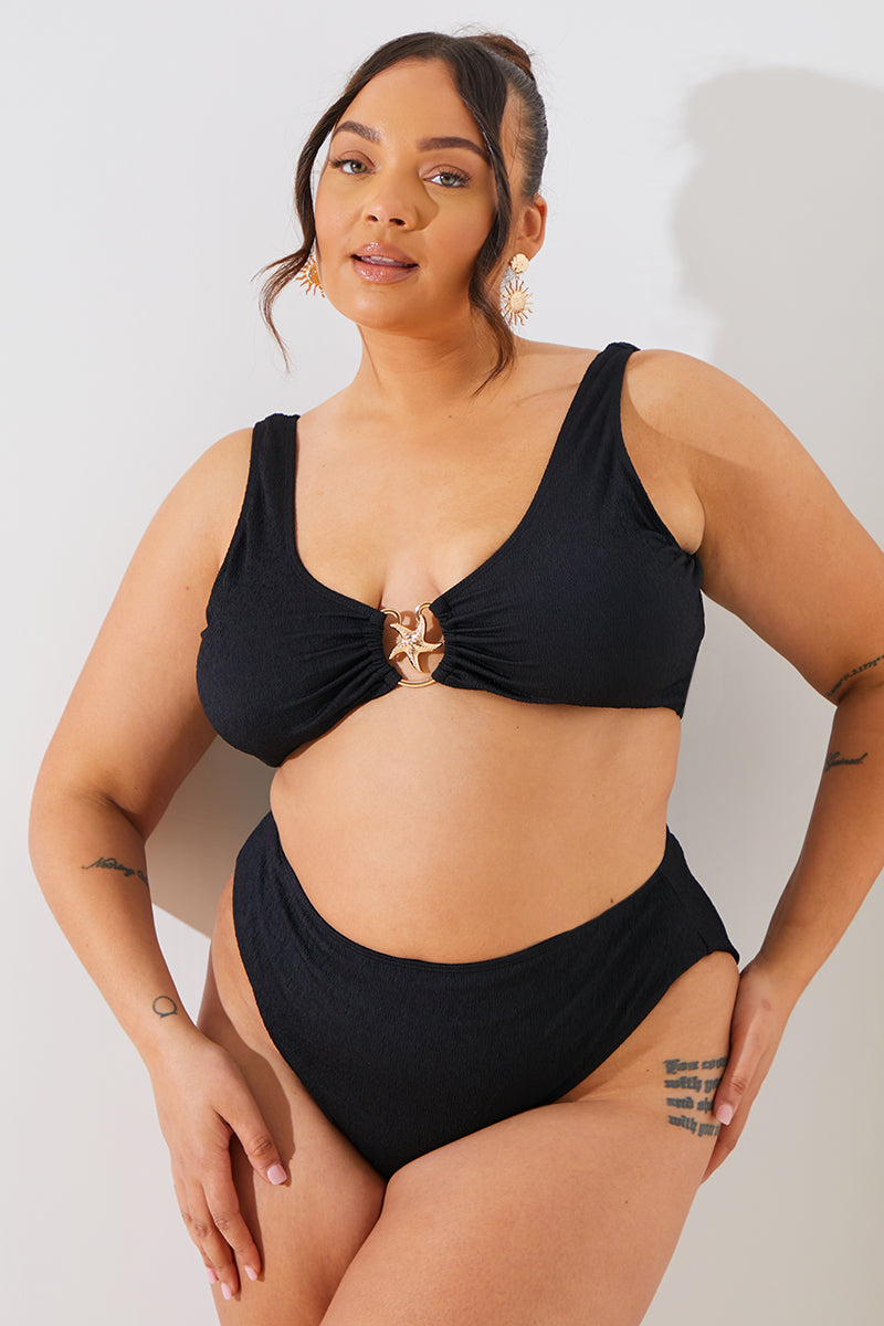 Crinkle Star Fish Detail Bikini Top
