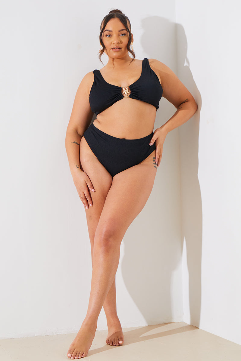 Crinkle Star Fish Detail Bikini Top