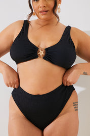 Crinkle Star Fish Detail Bikini Top