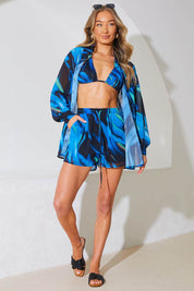 Abstract Print Chiffon Co-Ord Beach Shirt - InTheStyle