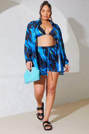 Abstract Print Chiffon Co-Ord Beach Shirt - InTheStyle