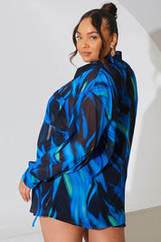 Abstract Print Chiffon Co-Ord Beach Shirt - InTheStyle