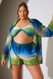 Ombre Chiffon Button Down Beach Co-Ord Shirt
