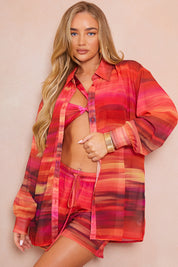 Ombre Print Chiffon Co-Ord Beach Shirt
