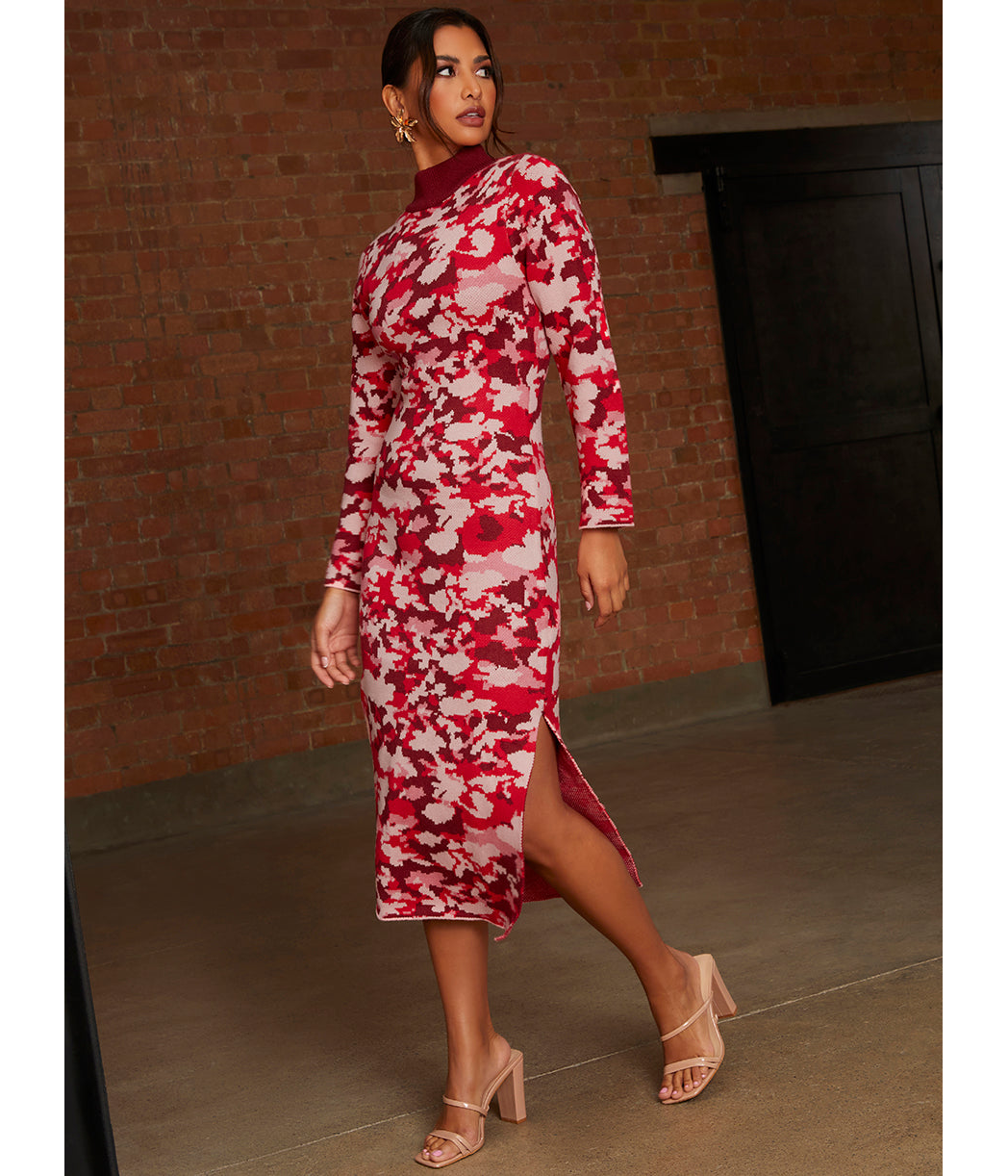 chi chi london pink midi dress Chi Chi London Abstract Floral Knitted Midi Dress in Pink – InTheStyle