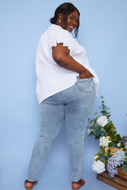 Recycled Light Wash Ripped Knee Denim Skinny Jeans