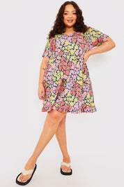 Recycled Floral Frill Mini Dress