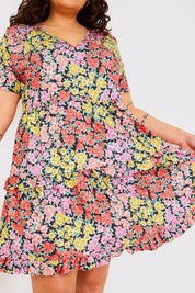 Recycled Floral Frill Mini Dress