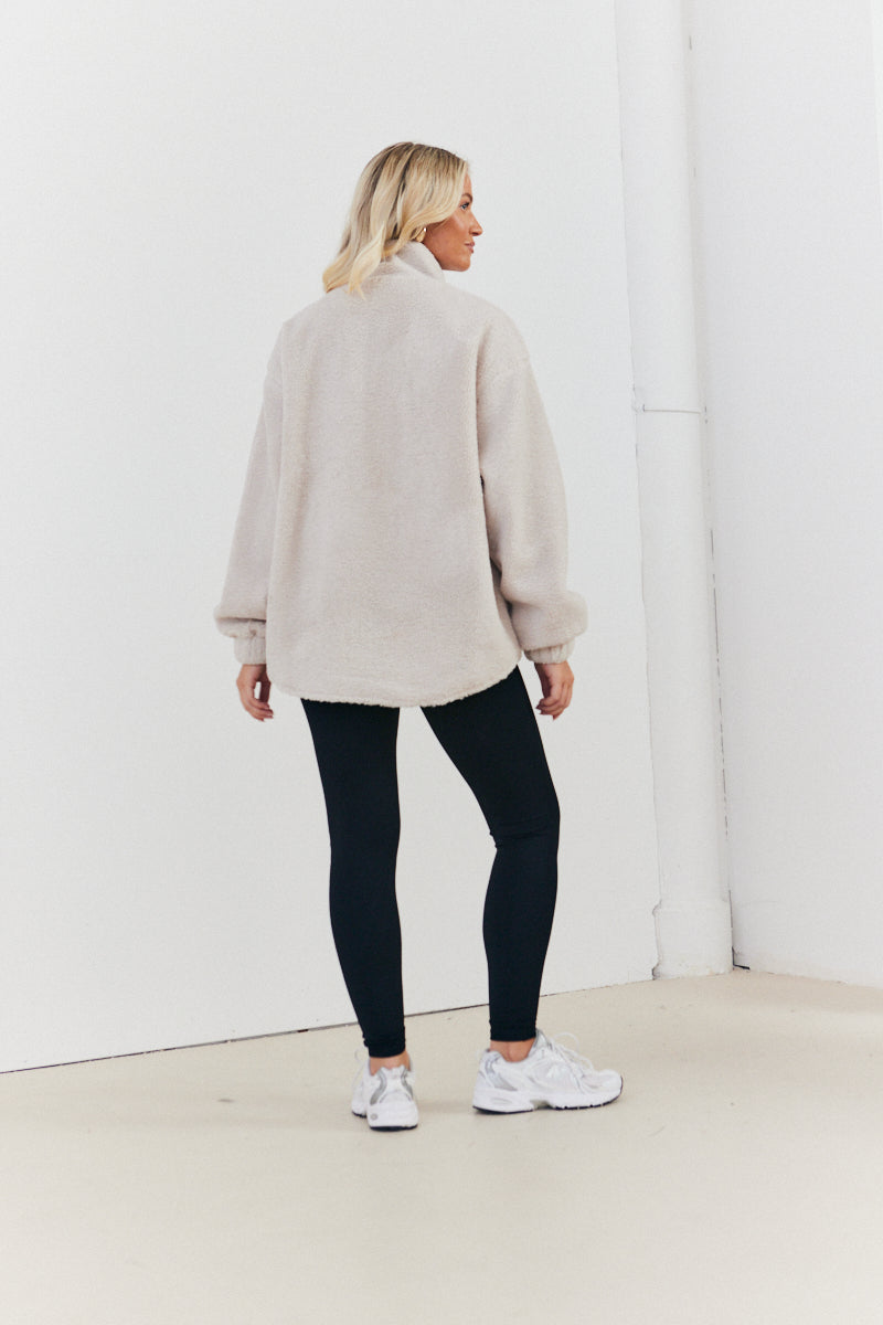 Half Zip Borg Pull over Jacket