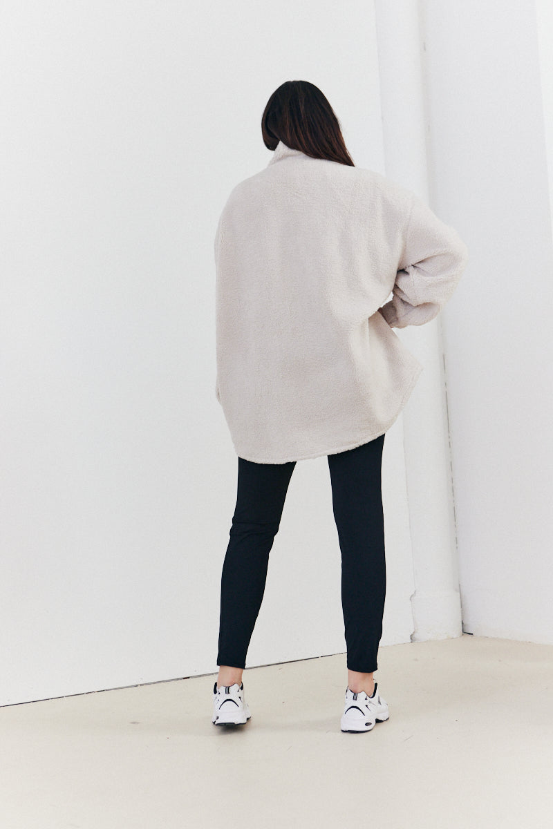 Half Zip Borg Pull over Jacket