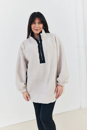 Half Zip Borg Pull over Jacket