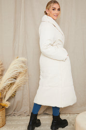 Recycled Belted Longline Lapel Collar Puffer