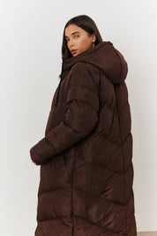 Reversible Hooded Longline Puffer Coat