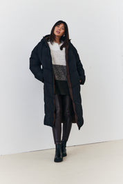 Reversible Hooded Longline Puffer Coat