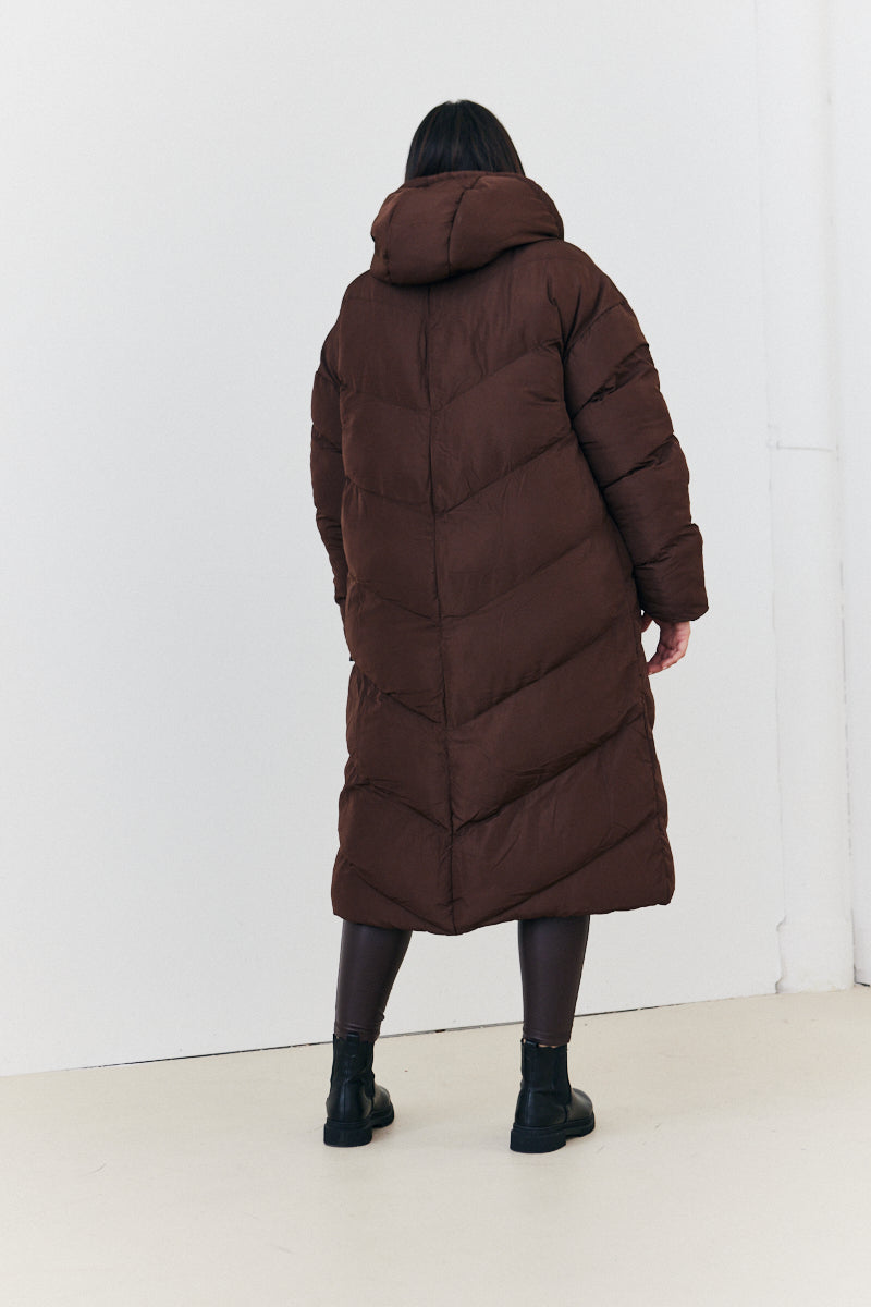 Reversible Hooded Longline Puffer Coat