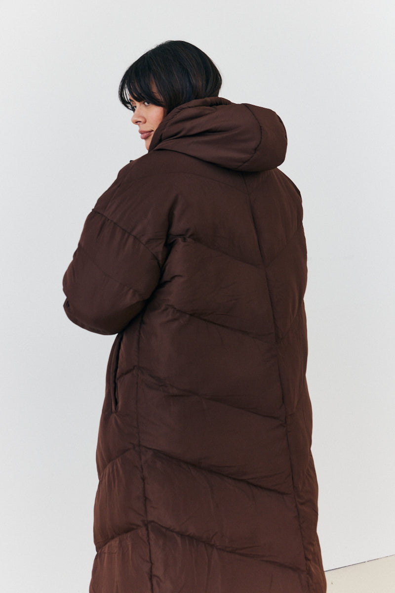 Reversible Hooded Longline Puffer Coat